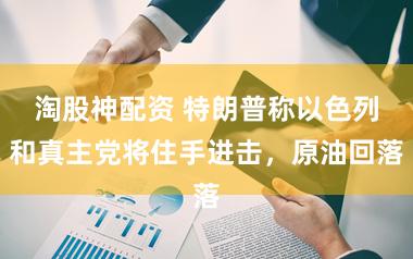 淘股神配资 特朗普称以色列和真主党将住手进击，原油回落