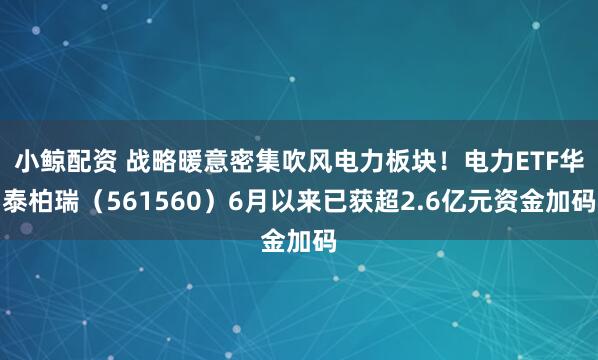 小鲸配资 战略暖意密集吹风电力板块！电力ETF华泰柏瑞（561560）6月以来已获超2.6亿元资金加码