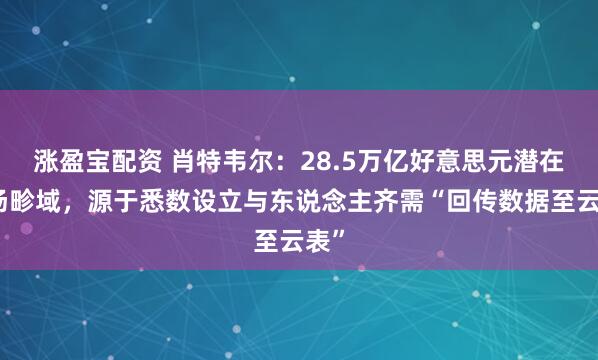 涨盈宝配资 肖特韦尔：28.5万亿好意思元潜在商场畛域，源于悉数设立与东说念主齐需“回传数据至云表”