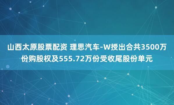 山西太原股票配资 理思汽车-W授出合共3500万份购股权及555.72万份受收尾股份单元